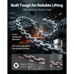 Viputalja käsikäyttöinen 0,5 t 6 m G80-seosteräsketju kaksoiskynsinen jarru