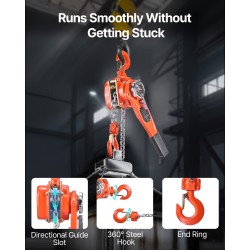 Käsikäyttöinen kettinostin 750 kg 1,5 m G80 teräsketju teräsrunko