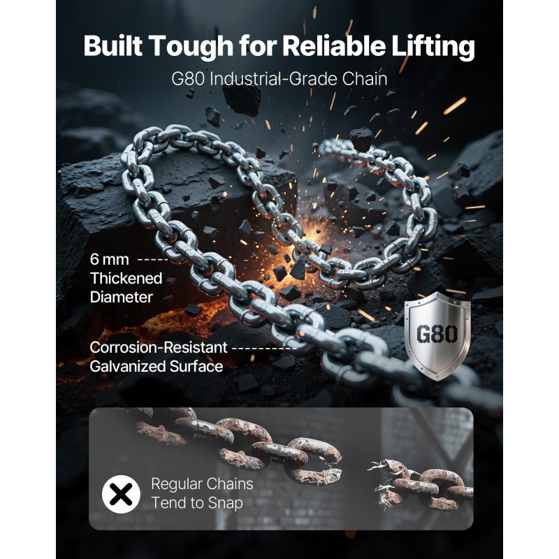 Käsiviputaljallinen ketjunostin 1000 kg G80 ketju 3 m nostokorkeus