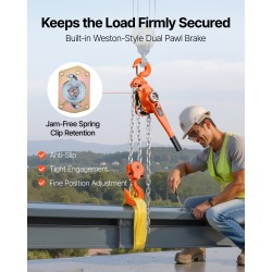 Manuaalinen vipuketjunostin 6 t 6 m G80 seosteräsketjulla kaksipäinen mekaaninen jarru