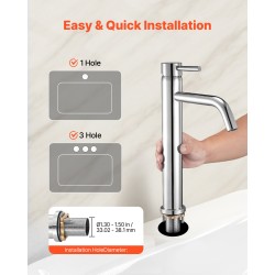 Yksivipuinen pesuallashana 304-ruostumatonta terästä korkea kaari punottu letku painonapilla toimiva pohjaventtiili