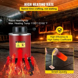 Sähköinen sulatusuuni kolmen kilogramman keraamisella upokkaalla korkealämpöinen jalometallien sulattamiseen