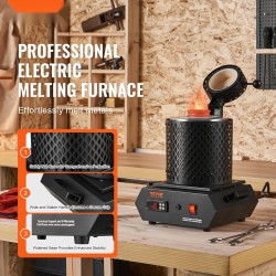 Sähköinen sulatusuuni jalometalleille 1350 wattia 1 kg ja 3 kg keraamiset upokkaat