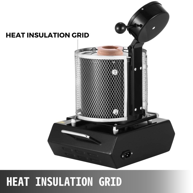 Sähköinen jalometallien sulatusuuni keraamisella upokkaalla 1150 asteen korujen sulatukseen