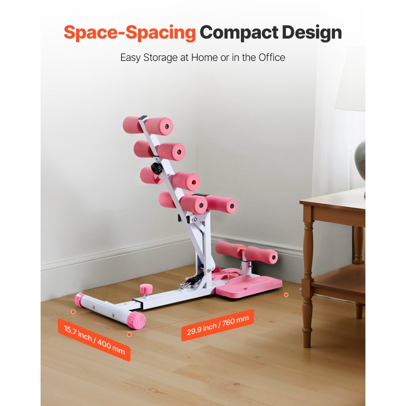 Syväkyykky ja pakaratreenilaite kotisaliin säädettävä kolmella vastusnauhalla pinkki valkoinen