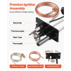 Pilottipoltinkokoonpano takkoihin maakaasu ja nestekaasu lämpöä ja korroosiota kestävä musta 160x120x40 mm