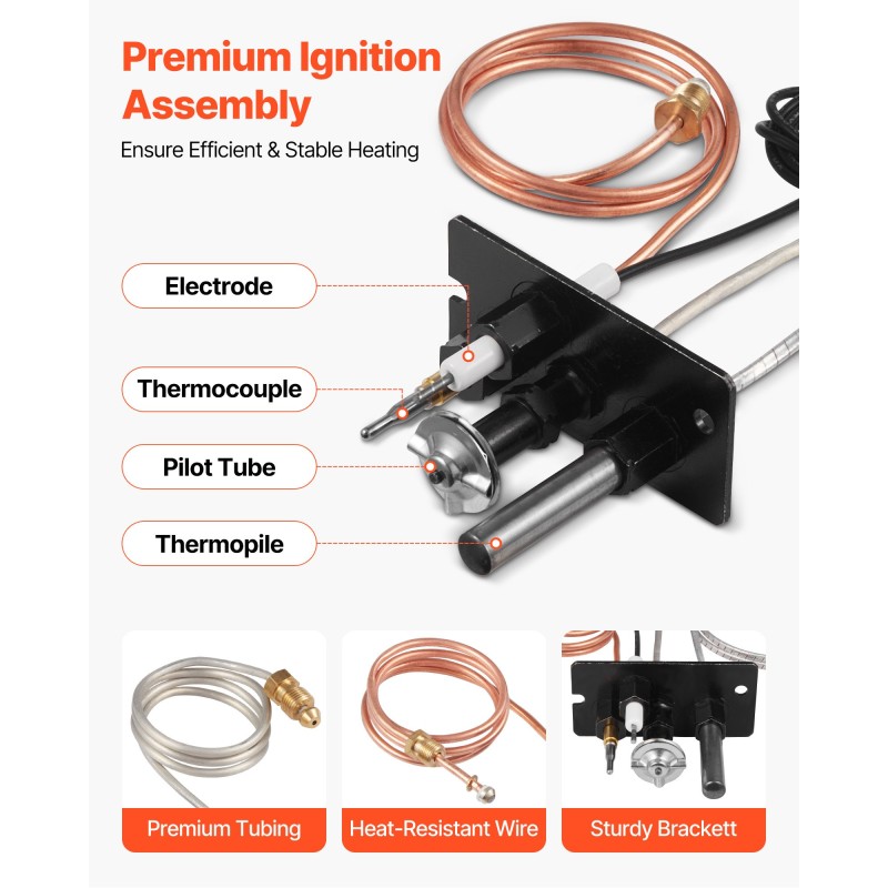 Pilottipoltinkokoonpano takkoihin maakaasu ja nestekaasu lämpöä ja korroosiota kestävä musta 160x120x40 mm