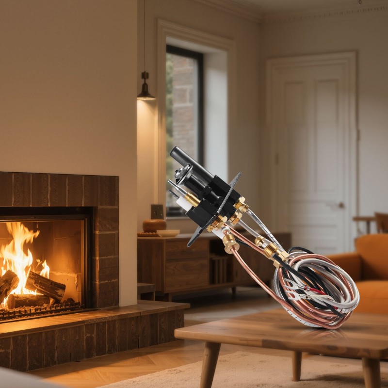 Pilottipoltinkokoonpano takkoihin maakaasu ja nestekaasu lämpöä ja korroosiota kestävä musta 160x120x40 mm