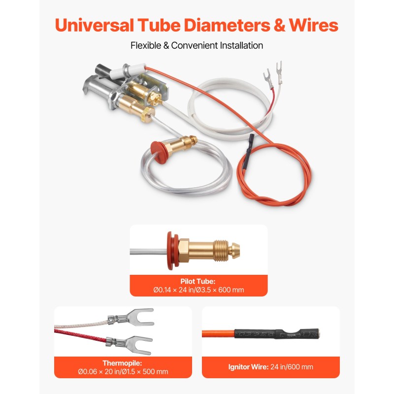 Sytytyskokoonpano maakaasutakkoihin lämmön ja korroosion kestävä hopeanvärinen laajasti yhteensopiva
