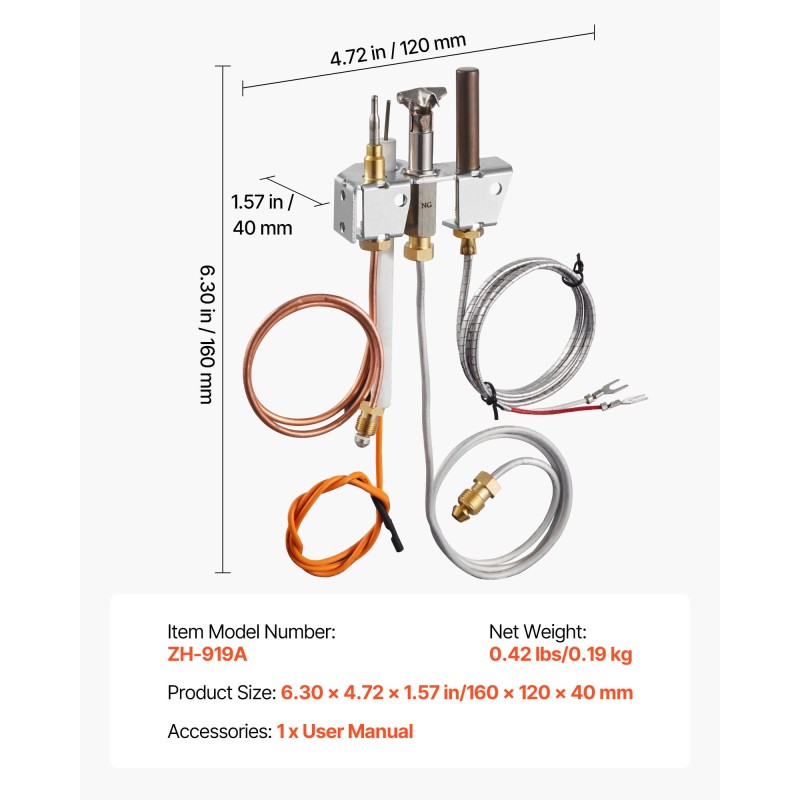 Kaasureleensarja takkoihin kaasulaitteisiin luonnonkaasulle lämmönkestävä hopea 160 x 120 x 40 mm