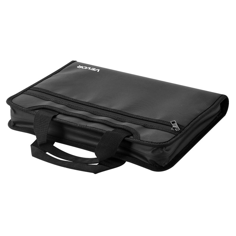 Tulenkestävä asiakirjalaukku silikonipinnoitetusta lasikuitukankaasta 12 läpinäkyvää haitarisivua kestää 1000°C