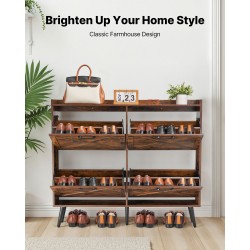 Kenkäkaappi ruskea neljällä kääntölaatikolla säädettävät hyllyt kaatumissuoja mänty