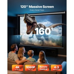 Moottoroitu valkokangas 120 tuumaa 4:3 PVC-pohjainen neulottu kangas 4K-tuki