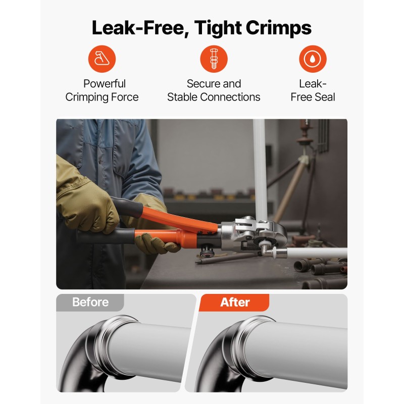 Hydraulinen puristustyökalu PEX- ja alumiinimuoviputkille neljällä vaihtoleukasarjalla