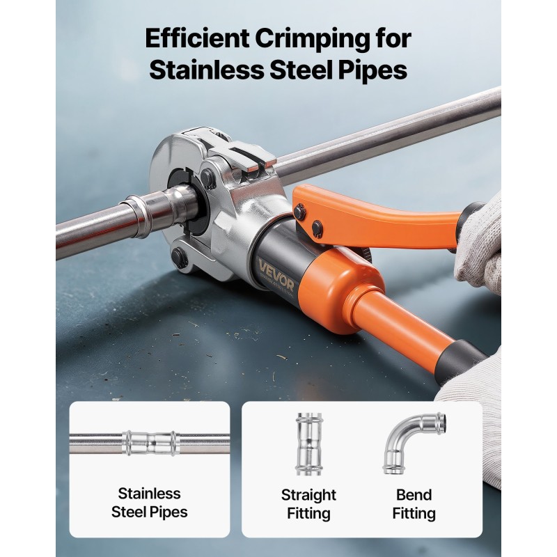 Hydraulinen putkien puristustyökalu ruostumattomille teräsputkille 5 vaihdettavaa leukaa