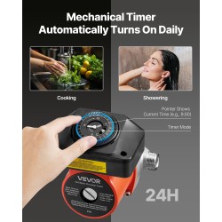 Käyttövesikiertopumppu ruostumattomalla pumppupäällä mekaanisella ajastimella lämminvesivaraajan lähtöön