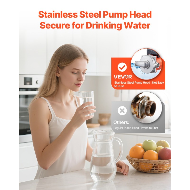 Lämminvesikiertopumppu 3-portainen ruostumaton teräspumppupää 38 l/min kotitalouksiin