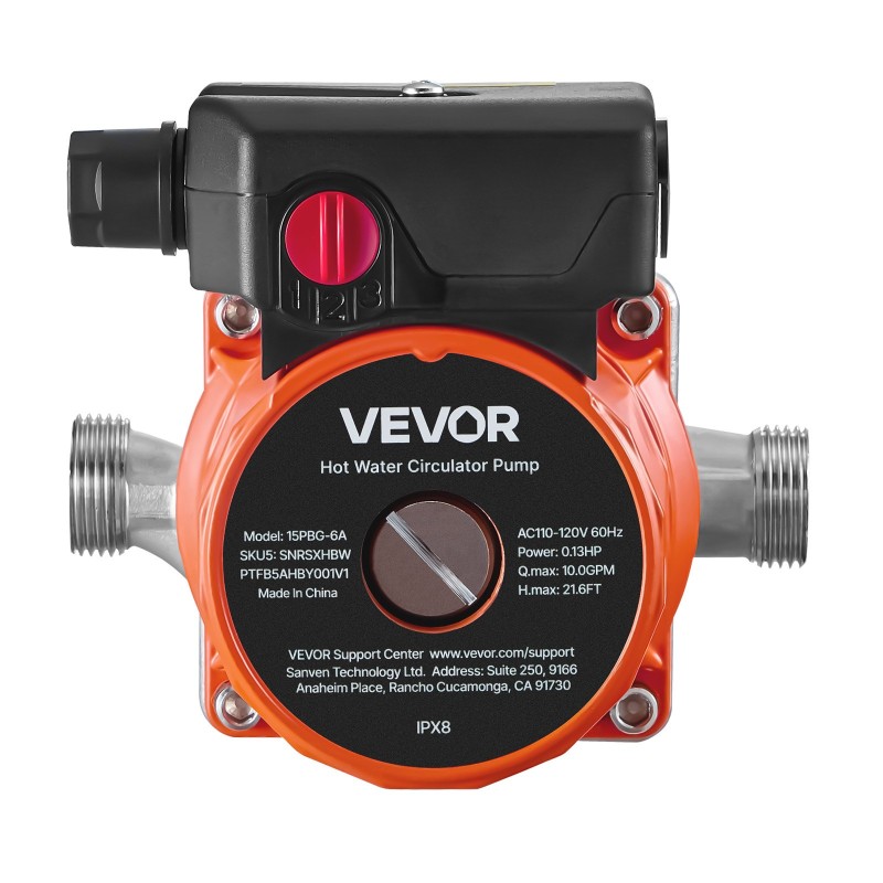 Lämminvesikiertopumppu 3-portainen ruostumaton teräspumppupää 38 l/min kotitalouksiin