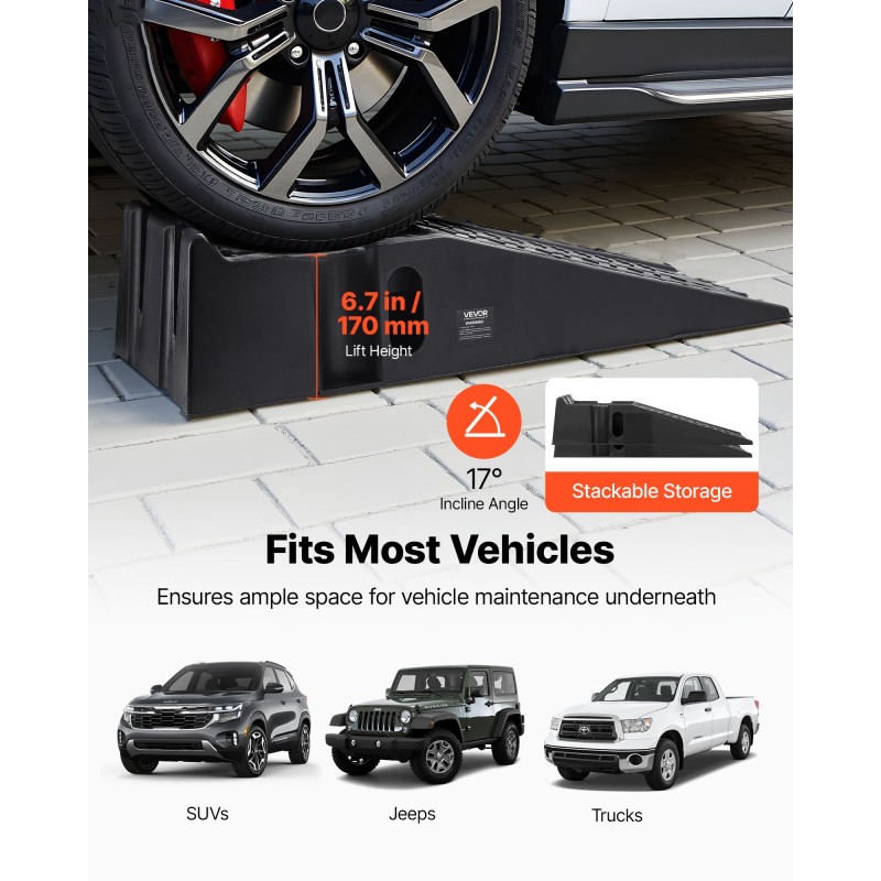 Auton huoltorampit PP-muoviset 2 kpl kokonaiskantavuus 7257 kg nostokorkeus 170 mm