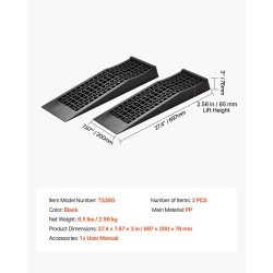 Auton huoltorampit polypropeeni 65 mm nostokorkeus 9072 kg 2 kpl