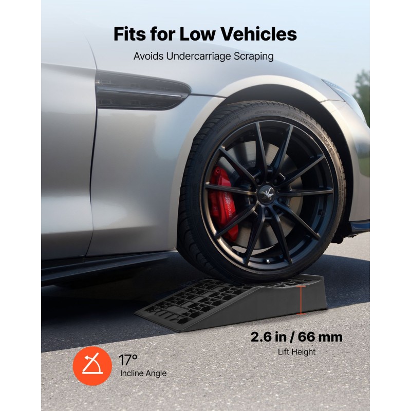 Auton matalaprofiiliset huoltorampit PP-muovi 66 mm 9072 kg 2 kpl