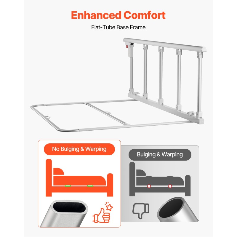 Taittuva sängynlaita 122 cm alumiiniseos ja rauta korkeussäädettävä ikäihmisille