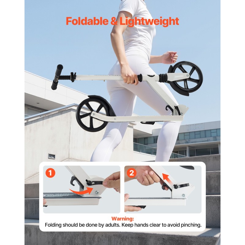 Taitettava potkulauta säädettävällä ohjaustangolla polyuretaanirenkaat 200 mm liukumaton astinlauta enintään 99,8 kg