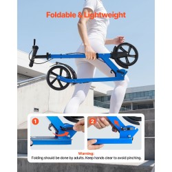 2-pyöräinen taitettava potkulauta 200 mm polyuretaanipyörät säädettävä ohjaustanko enimmäiskantavuus 99,8 kg