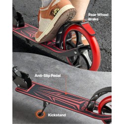 Taitettava kaksipyöräinen potkulauta korkeussäädettävällä tangolla leveällä liukumattomalla dekillä 99.8 kg