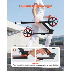 Taitettava kaksipyöräinen potkulauta korkeussäädettävällä tangolla leveällä liukumattomalla dekillä 99.8 kg