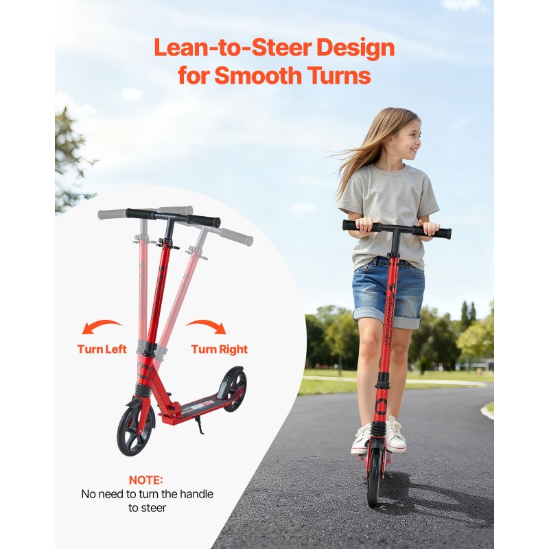 2-pyöräinen potkulauta säädettävä ohjaustanko taittuva runko PU-pyörät 200 mm 99,8 kg