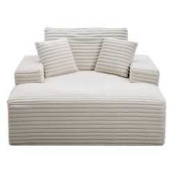 Lepotuoli sisäkäyttöön vaalea beige 3 5 cm raidallinen tekoturkiskangas vaahtomuovi ja jouset