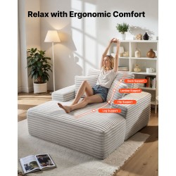 Lepotuoli sisäkäyttöön vaalea beige 3,5 cm raidallinen tekoturkiskangas vaahtomuovi ja jouset