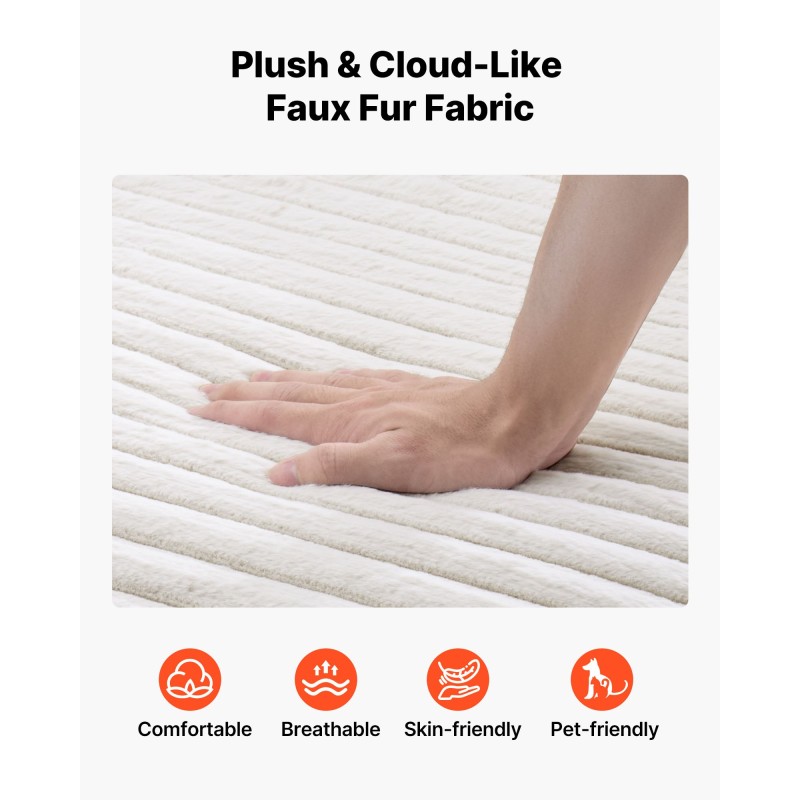 Lepotuoli sisäkäyttöön vaalea beige 3,5 cm raidallinen tekoturkiskangas vaahtomuovi ja jouset