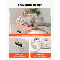 Lepotuoli sisäkäyttöön vaalea beige 3,5 cm raidallinen tekoturkiskangas vaahtomuovi ja jouset