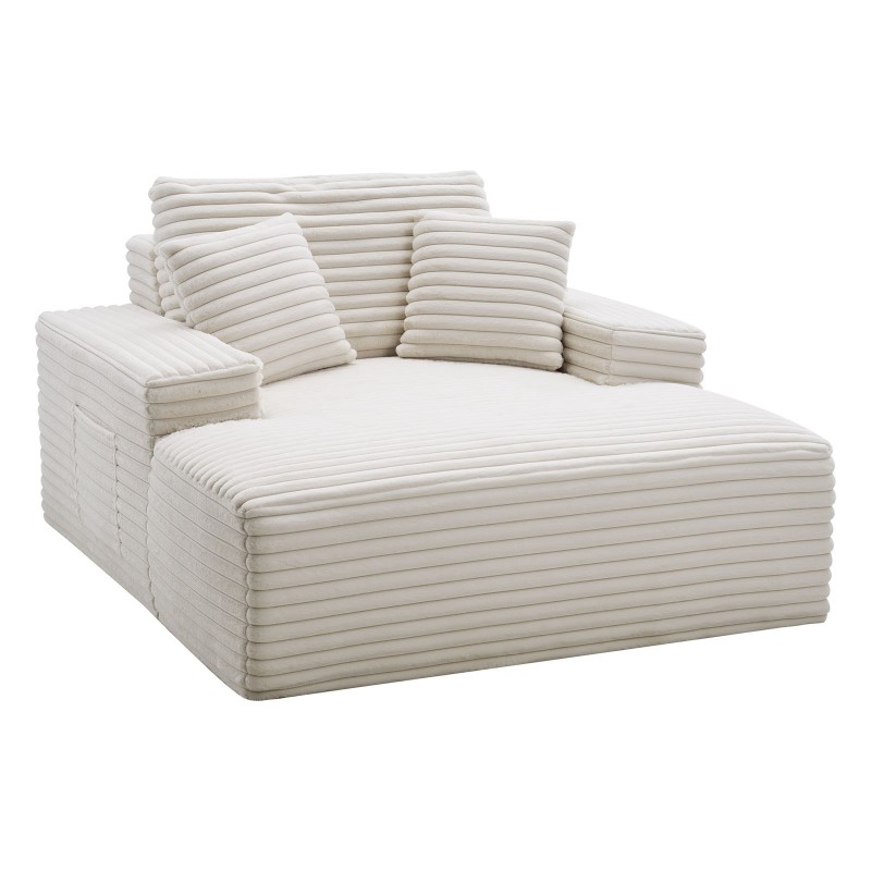 Lepotuoli sisäkäyttöön vaalea beige 3,5 cm raidallinen tekoturkiskangas vaahtomuovi ja jouset