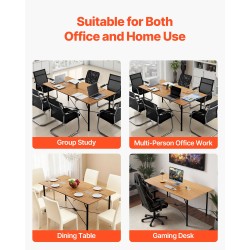 Neuvottelupöytä 1800 mm 6–8 henkilölle metallijaloilla ruskealla puunsyykuviolla