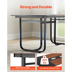 Ovaali neuvottelupöytä 1800 mm 6–8 henkilölle ruskea puukuosi mustat metallijalat kaapelinhallinta