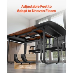 Ovaali neuvottelupöytä 1800 mm 6–8 henkilölle ruskea puukuosi mustat metallijalat kaapelinhallinta