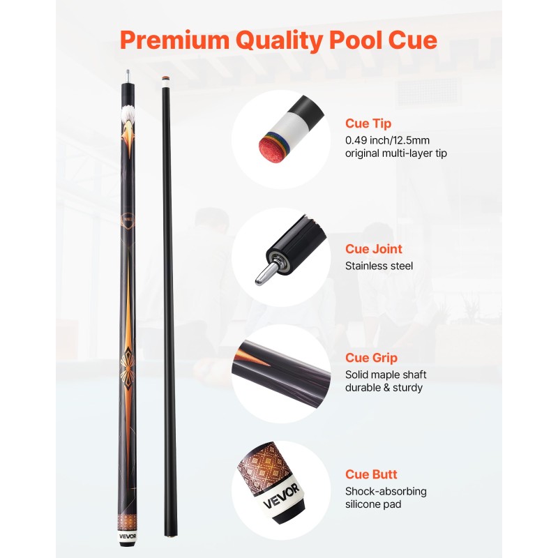 Biljardikeppi ammattitason 58 tuumaa kanadalainen vaahterapuu kaksiosainen