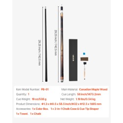 Biljardikeppi ammattitason 58 tuumaa kanadalainen vaahterapuu kaksiosainen