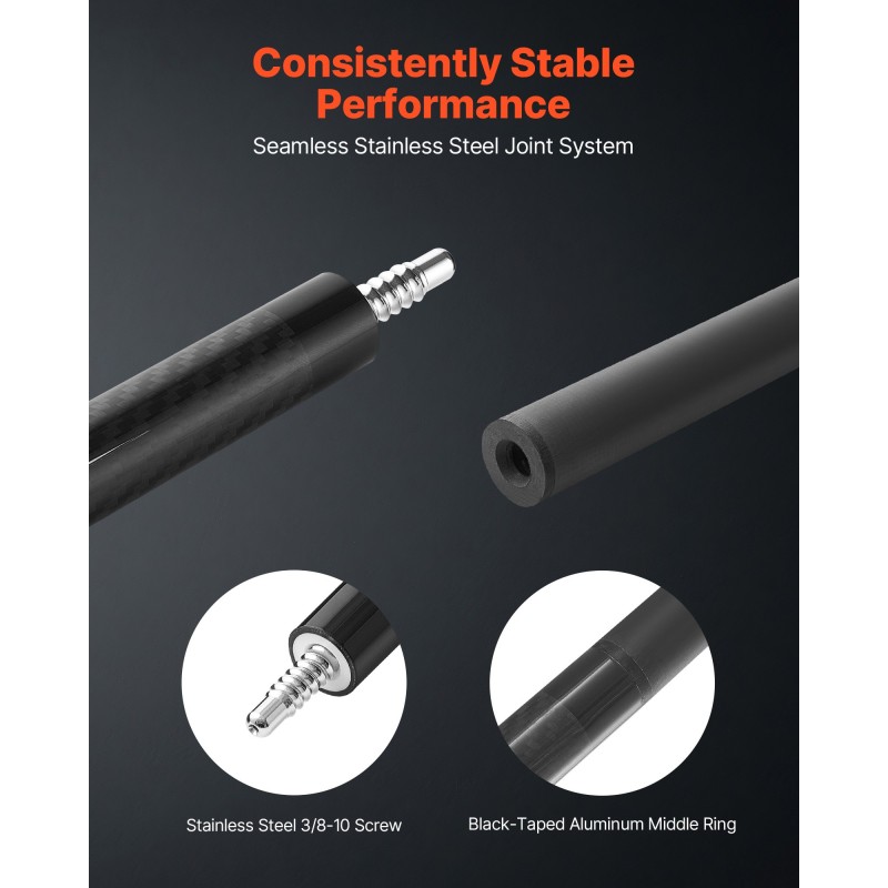 Biljardikeppi hiilikuituinen 58-tuumainen kaksiosainen mattapintainen ruostumaton teräsliitos