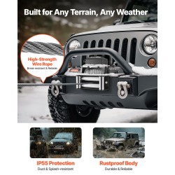 Sähkövinssi 6100 kg vetokyky 9,5 mm 24 m teräsvaijeri langaton kauko-ohjaus