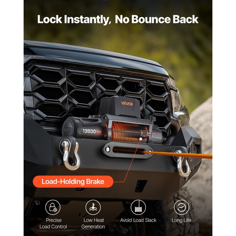 Sähkövinssi 12V vetokyky 6100 kg synteettinen köysi 9,5 mm 28 m IP67