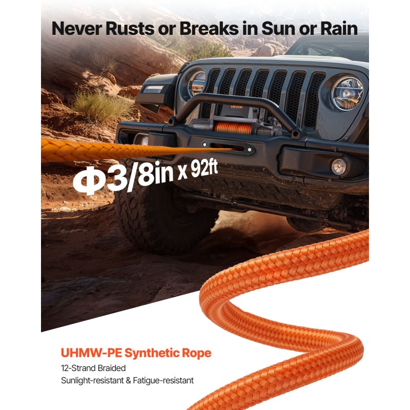 Sähkövinssi 5400 kg synteettinen köysi 9,5 mm 28 m IP67 langaton ohjaus