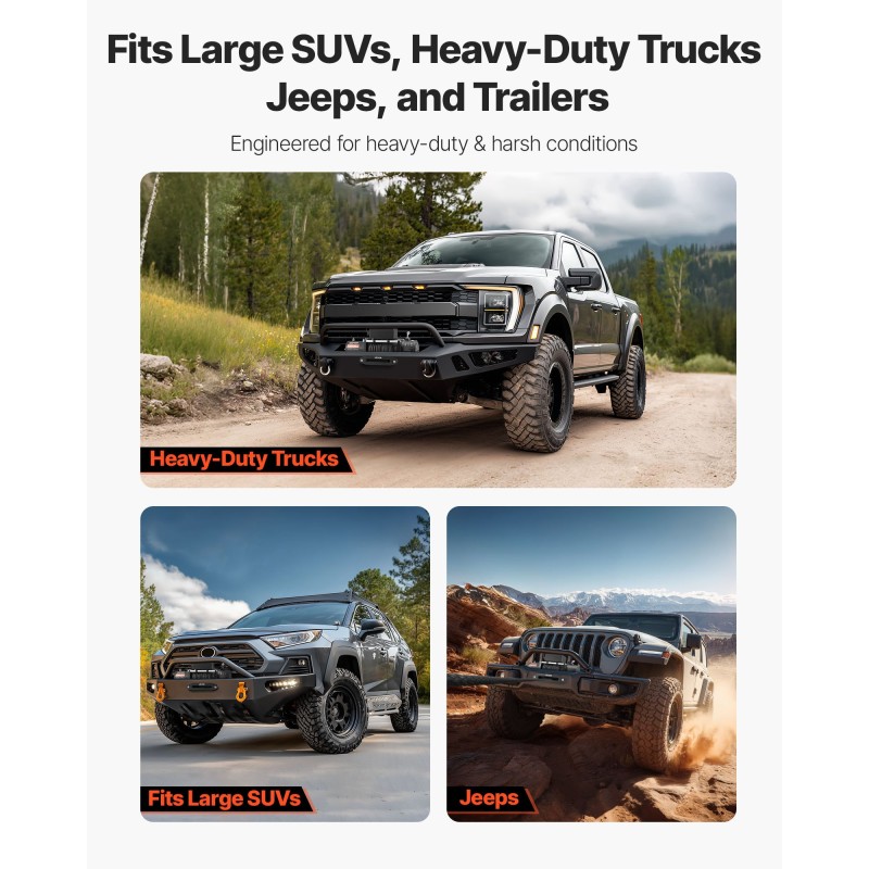 Sähkövinssi 12V 6100 kg synteettinen köysi 26 m langaton ja langallinen ohjaus