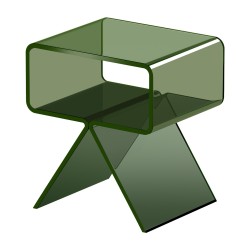 Akryylinen läpinäkyvä vihreä yöpöytä säilytystasolla 30 x 39 x 43 cm