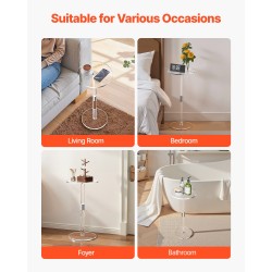 Akryylinen läpinäkyvä sivupöytä pyöreä pöytätaso 25,4×25,4×54 cm