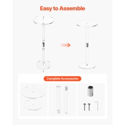 Akryylinen läpinäkyvä sivupöytä pyöreä pöytätaso 25,4×25,4×54 cm