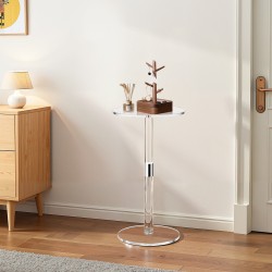 Akryylinen läpinäkyvä sivupöytä pyöreä pöytätaso 25,4×25,4×54 cm